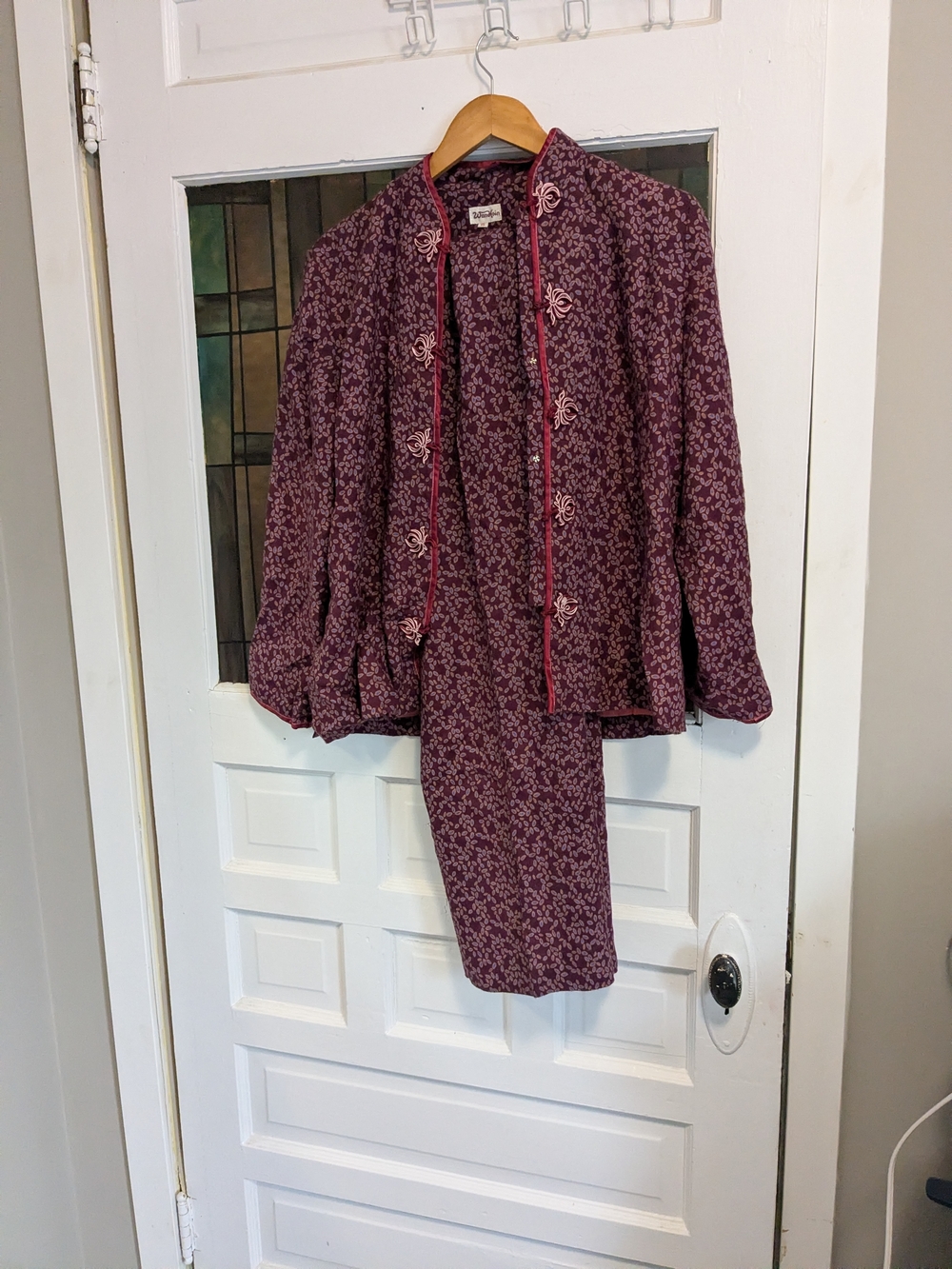 Vintage Floral Two-Piece Set in Plum and Pink